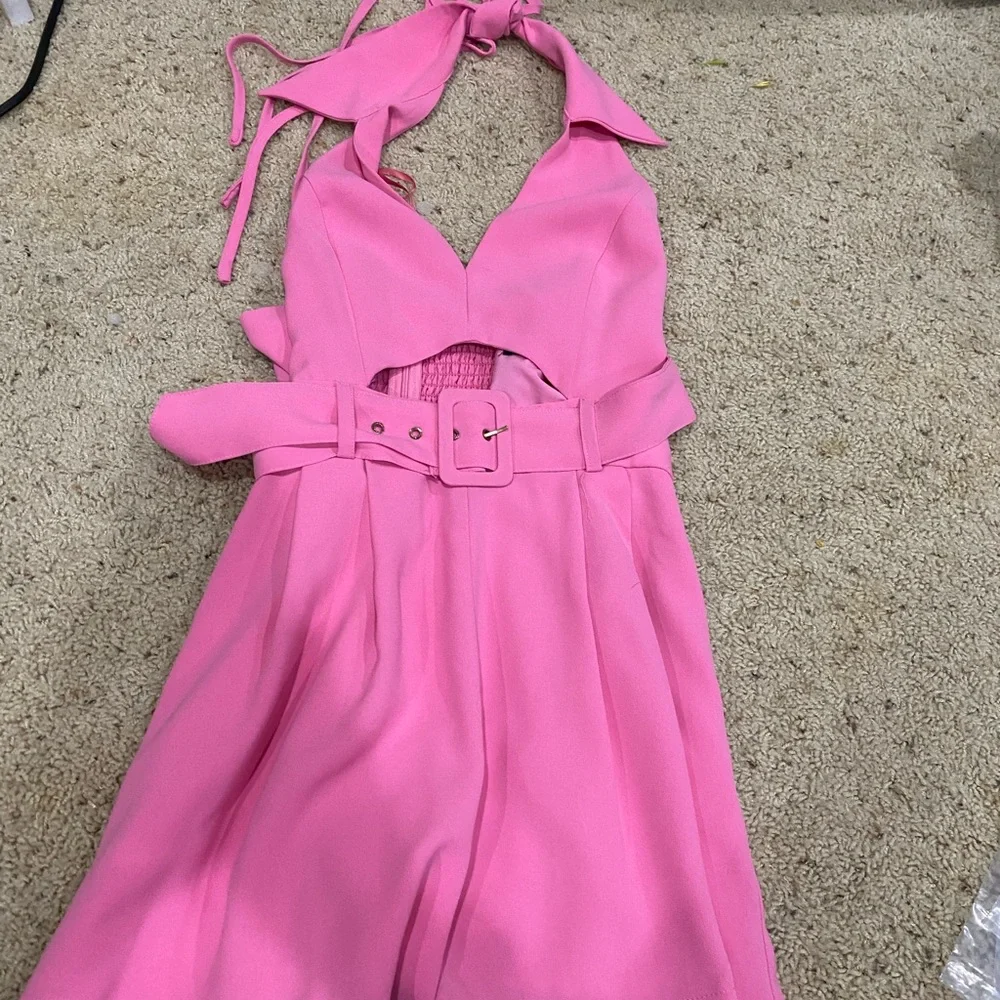 DO + BE Pink Halter Cutout Belted Romper Size S • 0154 - Picture 4 of 6